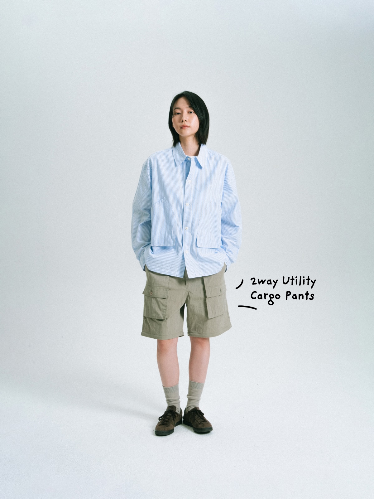 (Set) Collar Check Shirts & 2way Cargo Pants