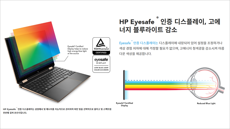 HP Eye EASE 모니터 눈보호 기능 / 자동 로우블루라이트 및 플리커프리