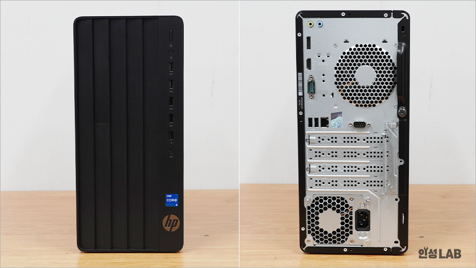 HP Pro Tower 280 G9 사무용컴퓨터 전면, 후면 포트