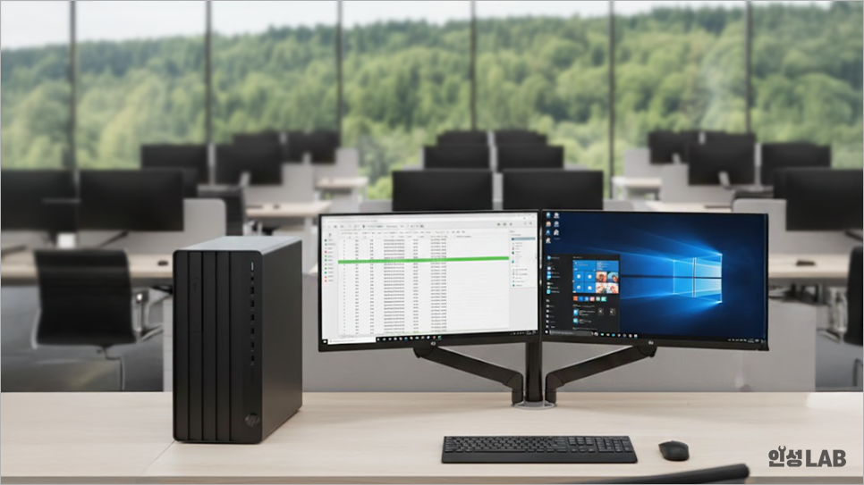 사무용 데스크탑PC와 듀얼 모니터 세팅