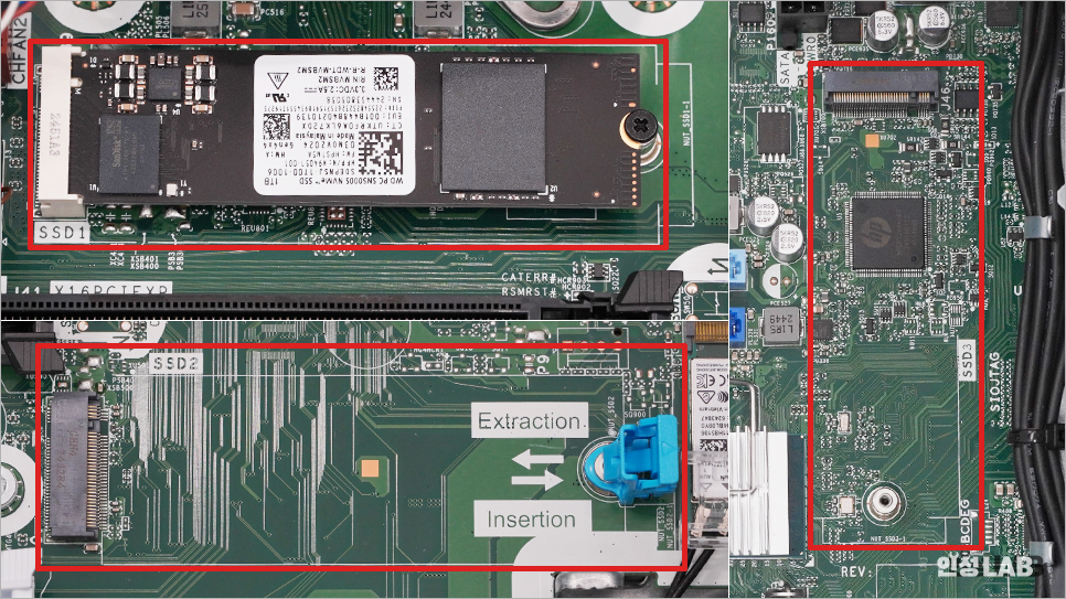 HP EliteDesk 8 G1i 데스크탑 컴퓨터 내부 구성 SSD 3개
