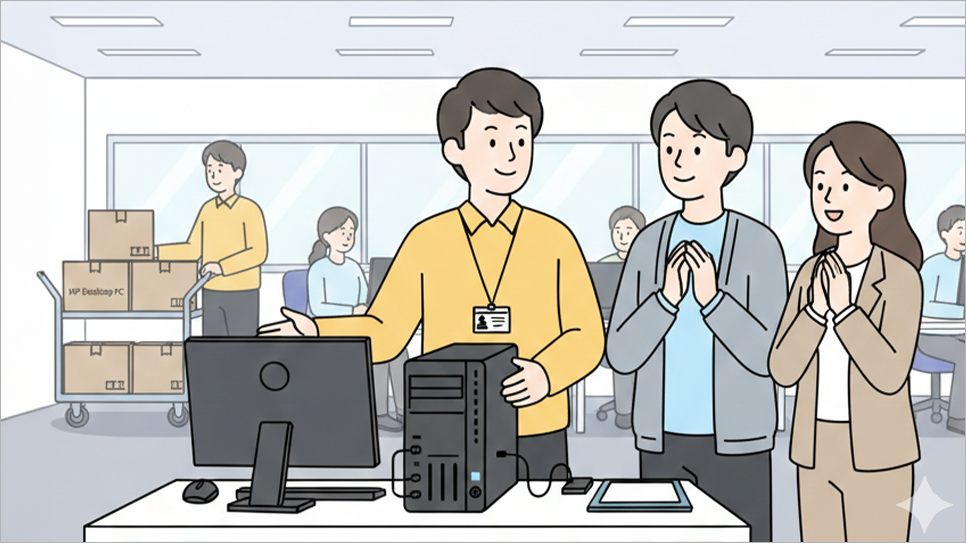 HP Pro Tower 280 G9 사무용컴퓨터 기업 견적 납품하는 모습