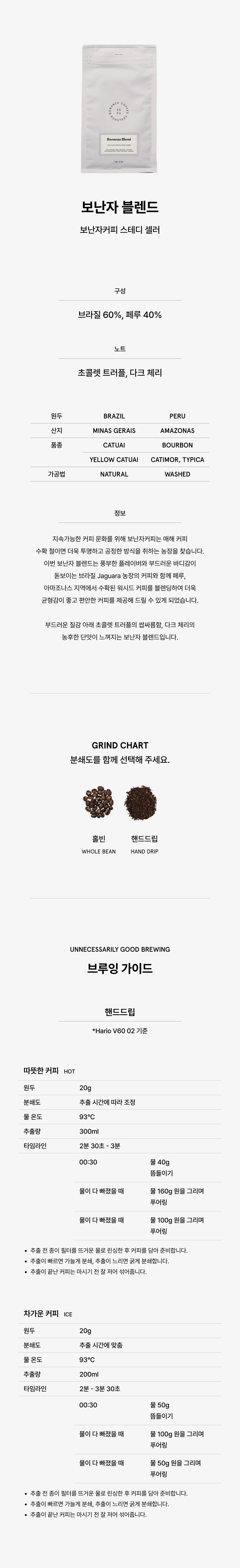 [보난자커피] 블렌드 원두 250g
