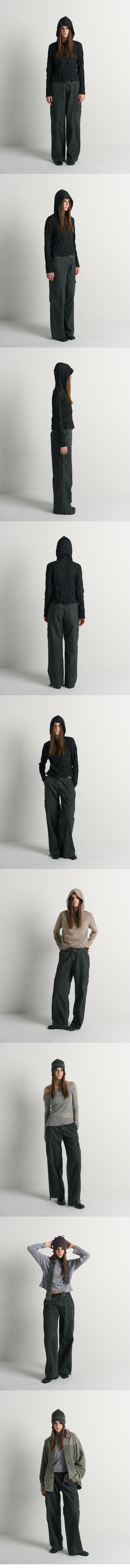Adjustable Capri Cargo Pants Washed Charcoal