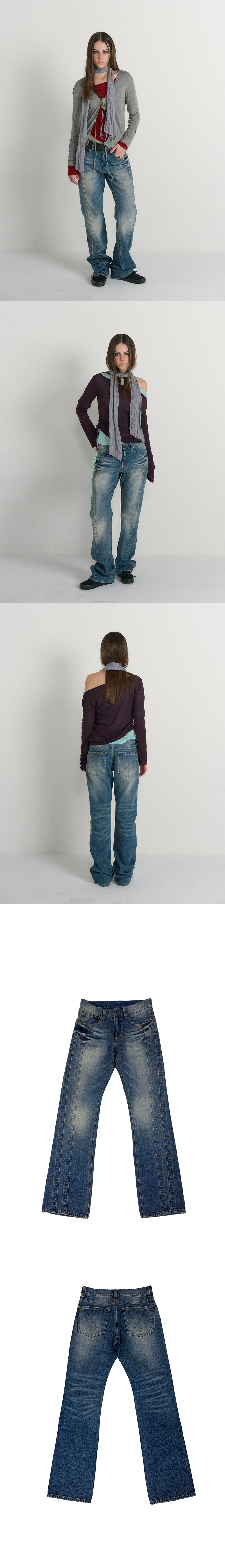 Vintage Blue Semi Low Rise Denim Pants
