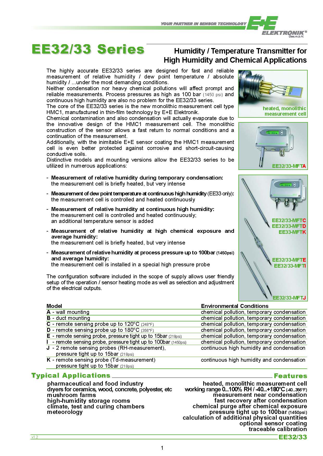 E+E - EE33 Humidity / Temperature Transmitter