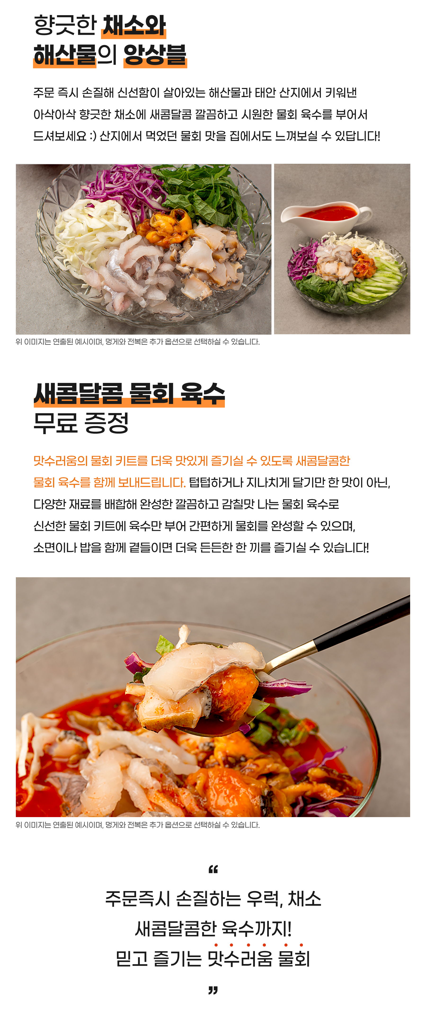 안면도 당일손질 새콤달콤 모듬물회 2인분 우럭 전복