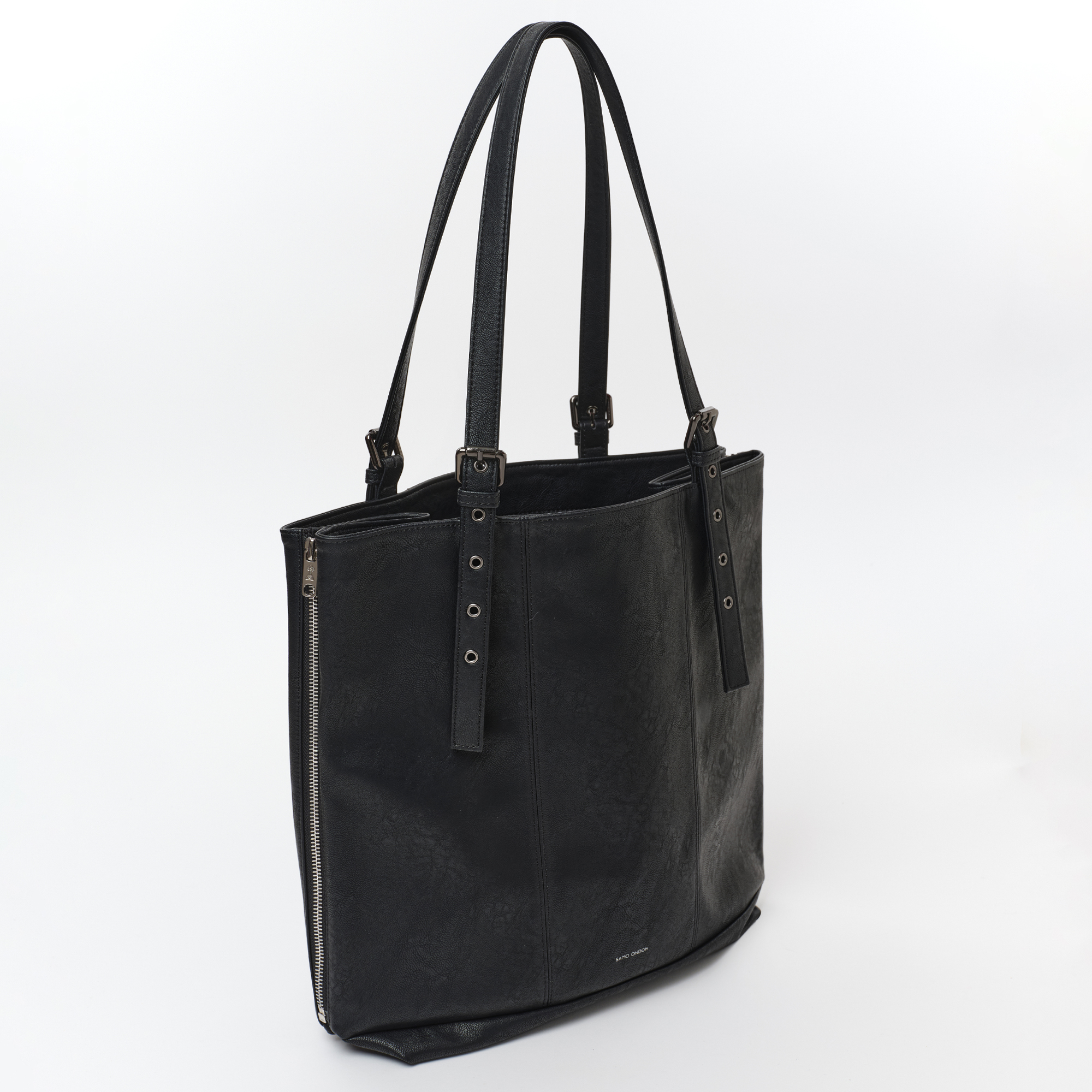 Zipper shopper bag l nappa matt black samo ondoh global