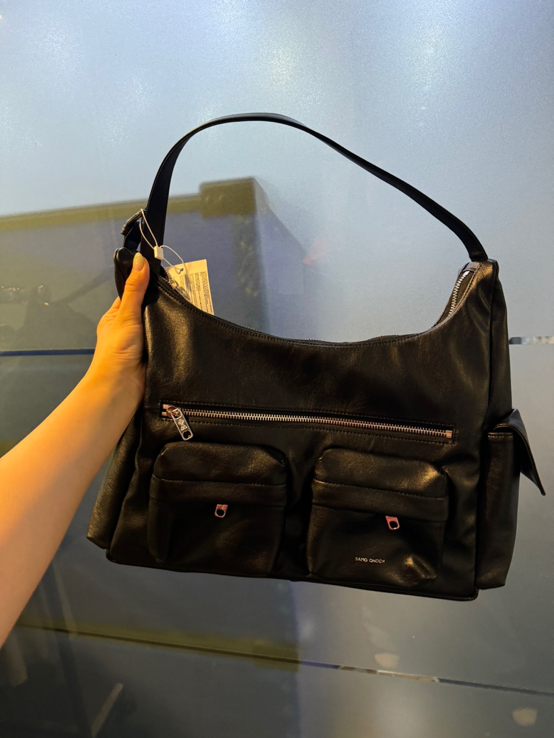포켓 머그백 pocket mug bag L nappa black : SAMO ONDOH