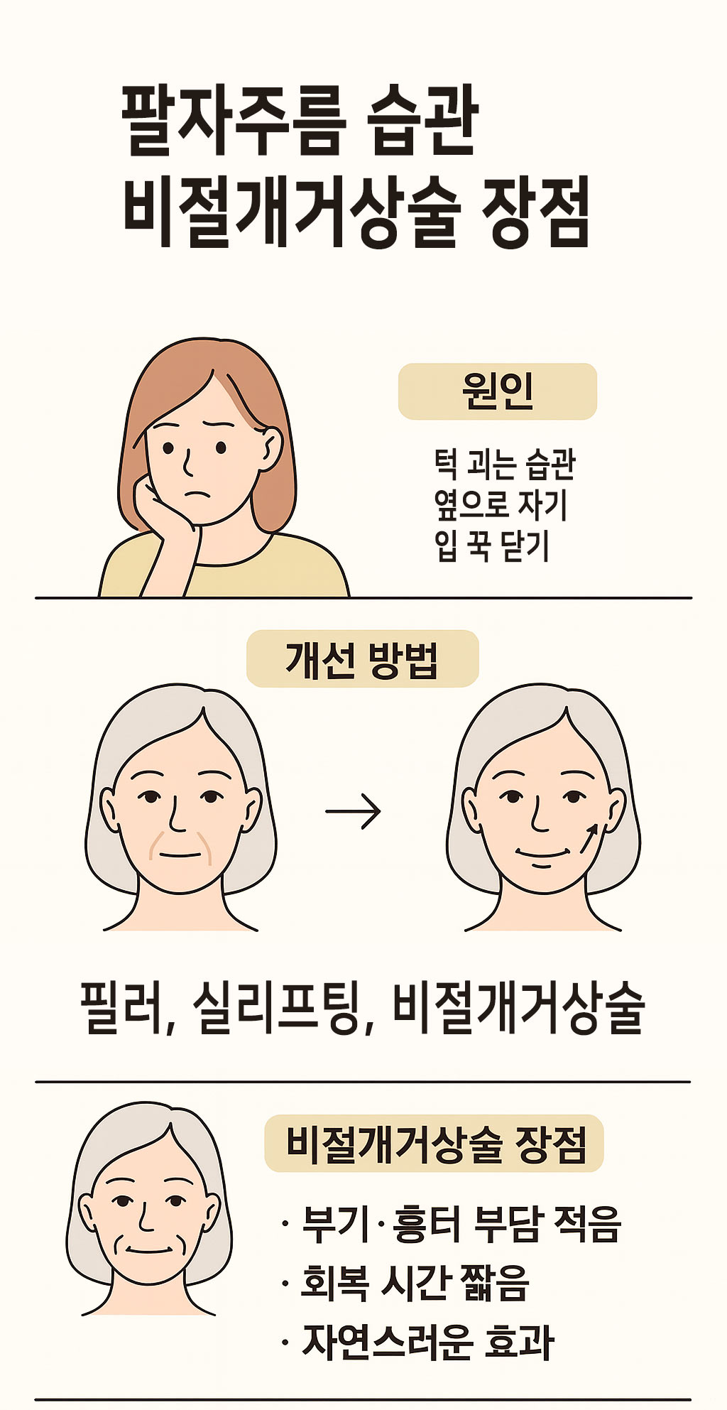 팔자주름 원인과 비절개거상술 장점