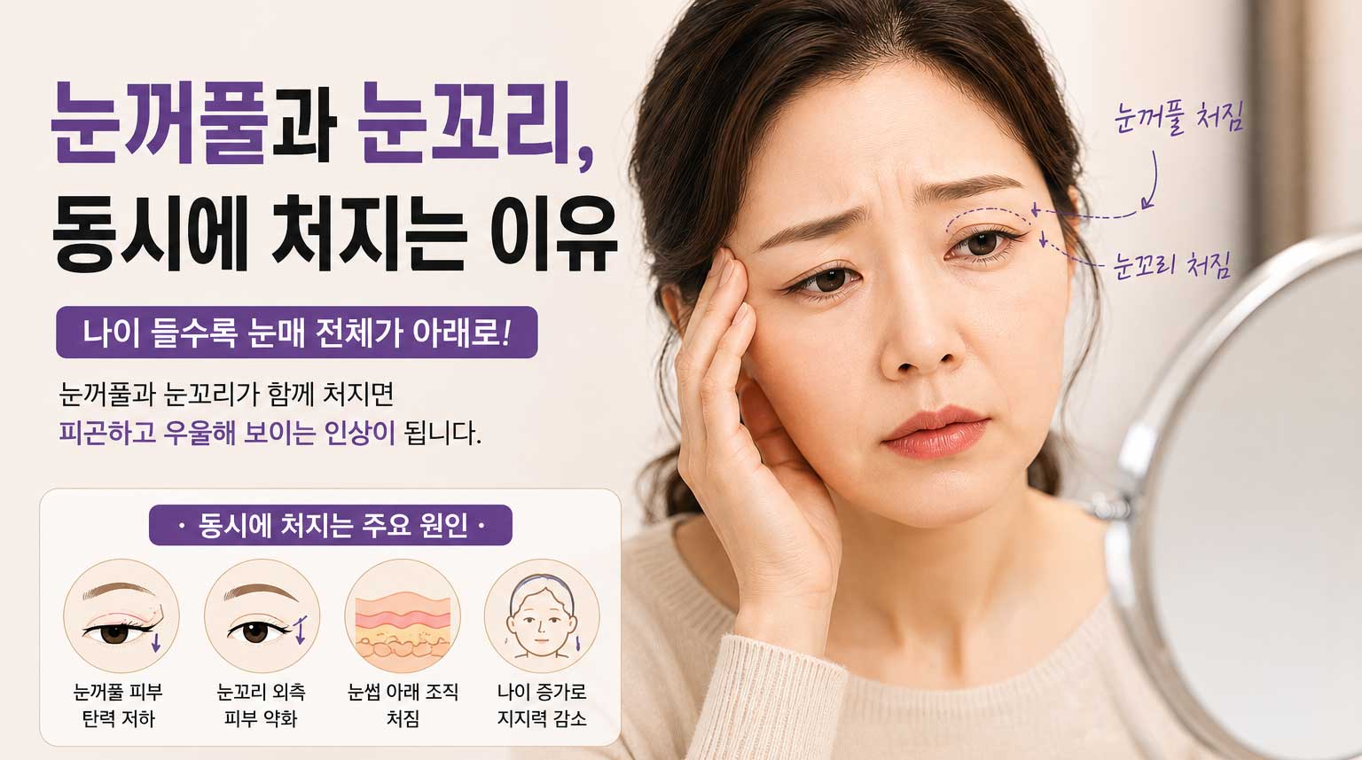 눈꺼풀과 눈꼬리 동시 처짐