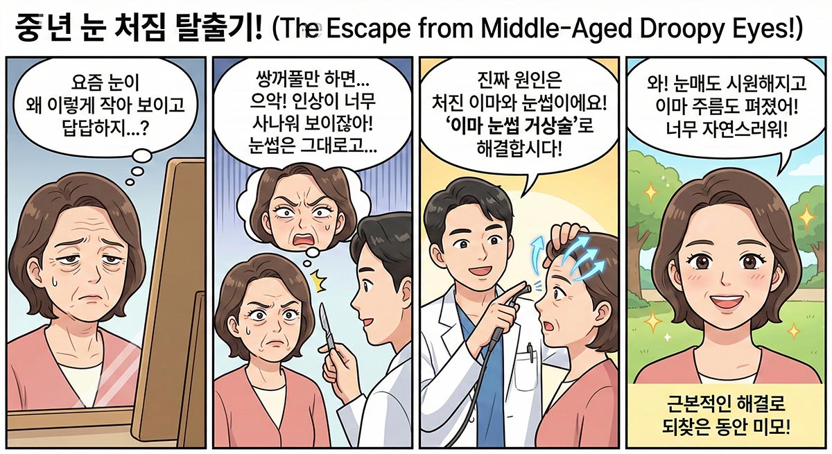중년 눈처짐 해결 방법