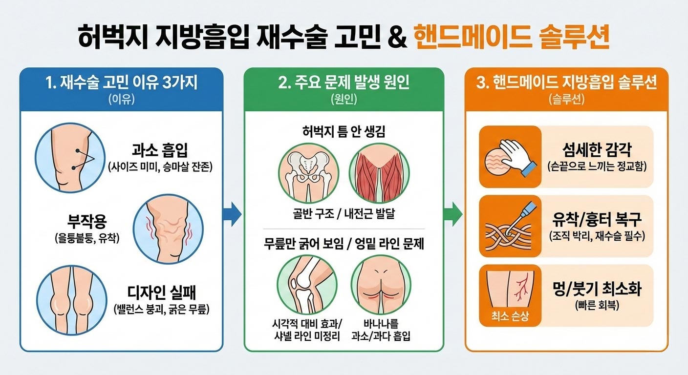 허벅지 지방흡입시 핸드메이드 지방흡입 필요성