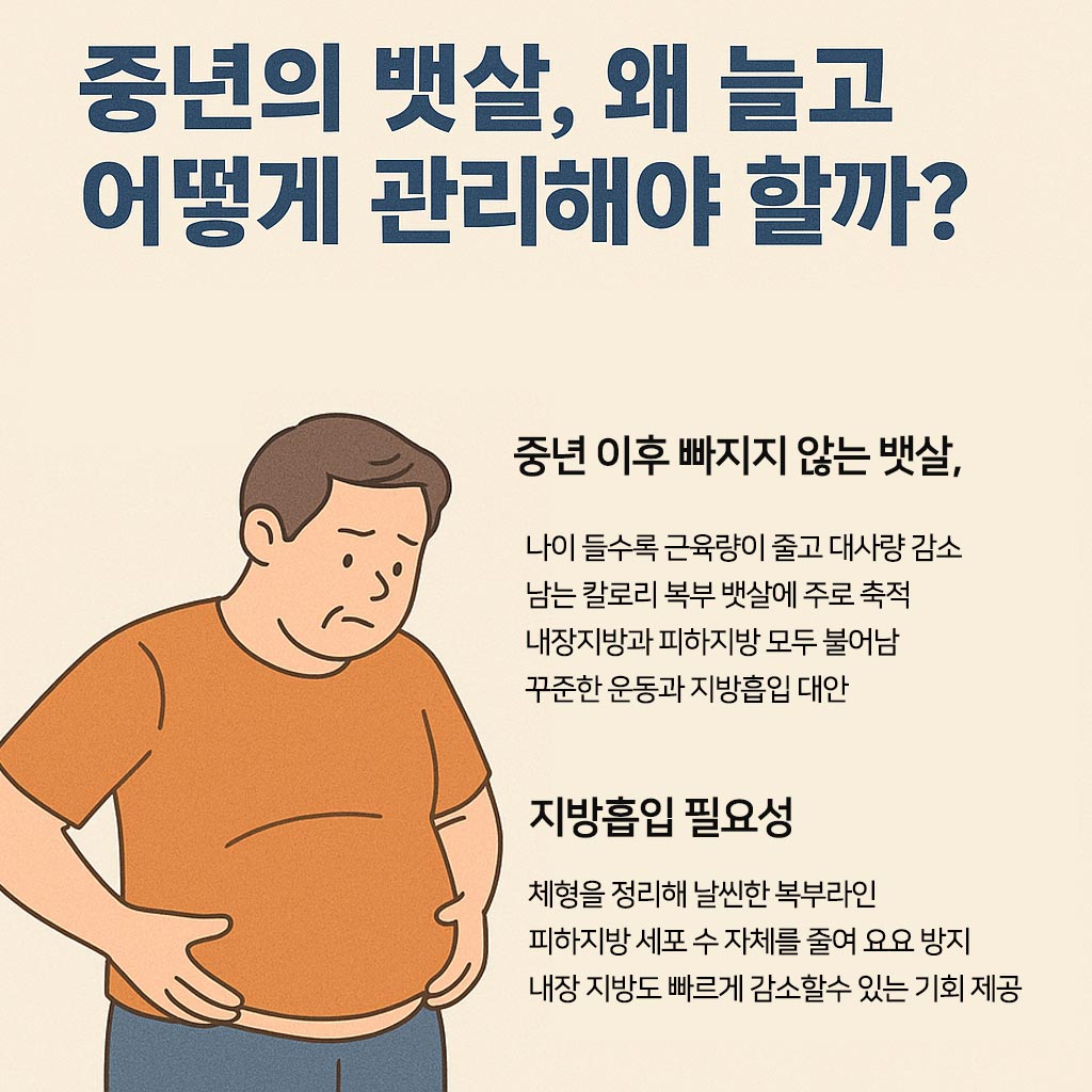 중년 뱃살 지방흡입 필요성