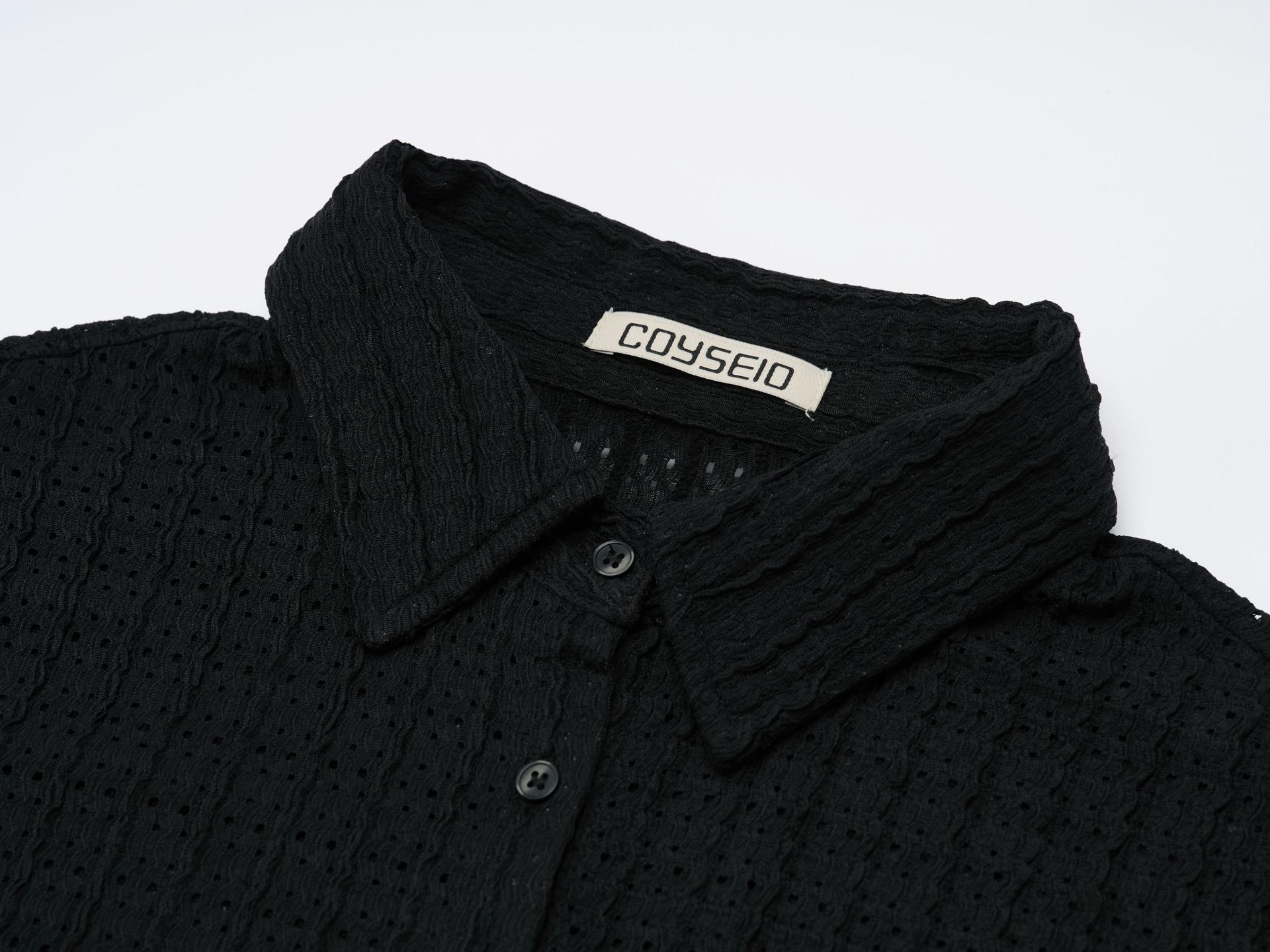 LACE HALF SHIRTS BLACK - coyseio