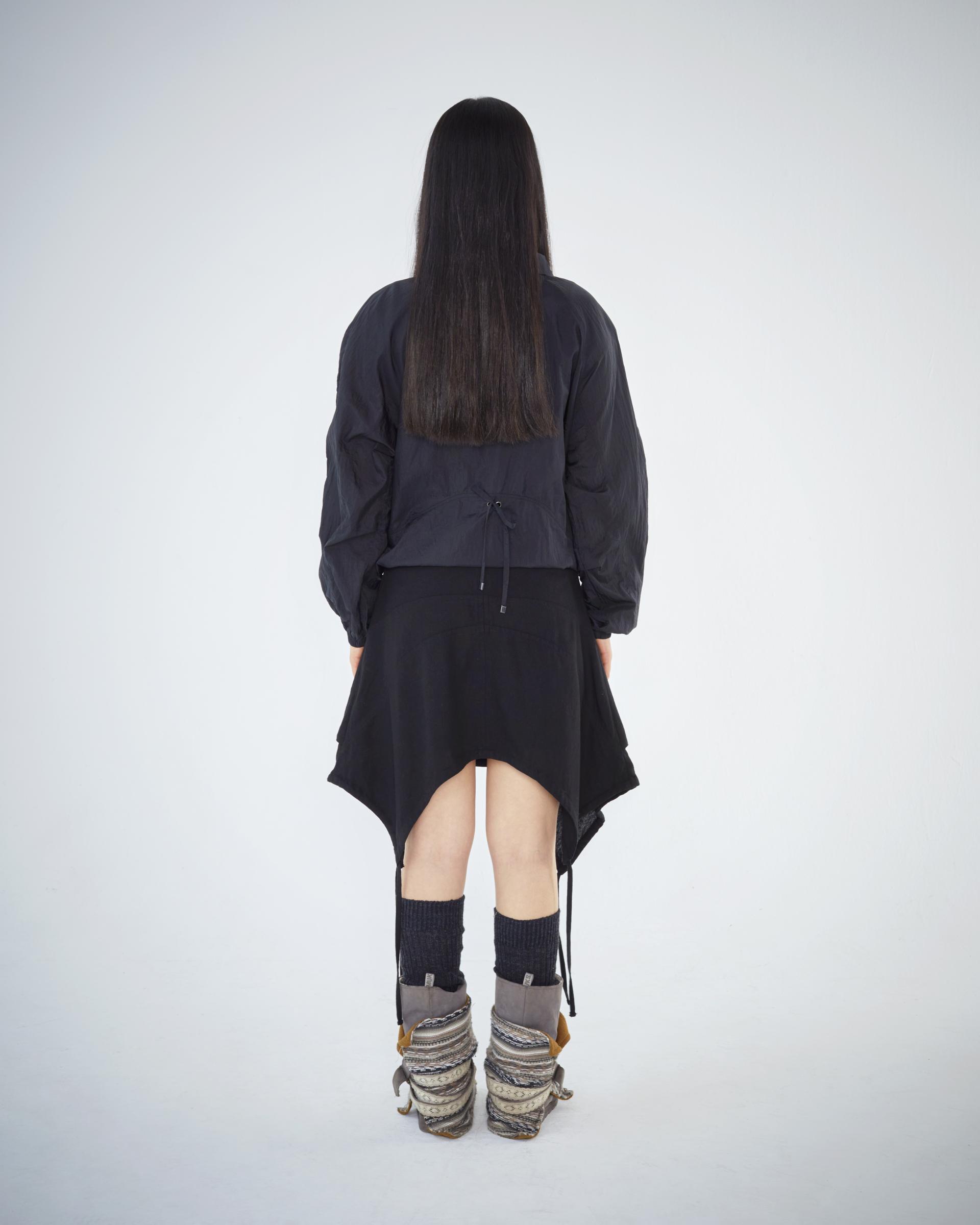 ROUND COLLAR RIBBON JACKET BLACK - coyseio ROUND COLLAR RIBBON JACKET BLACK - coyseio