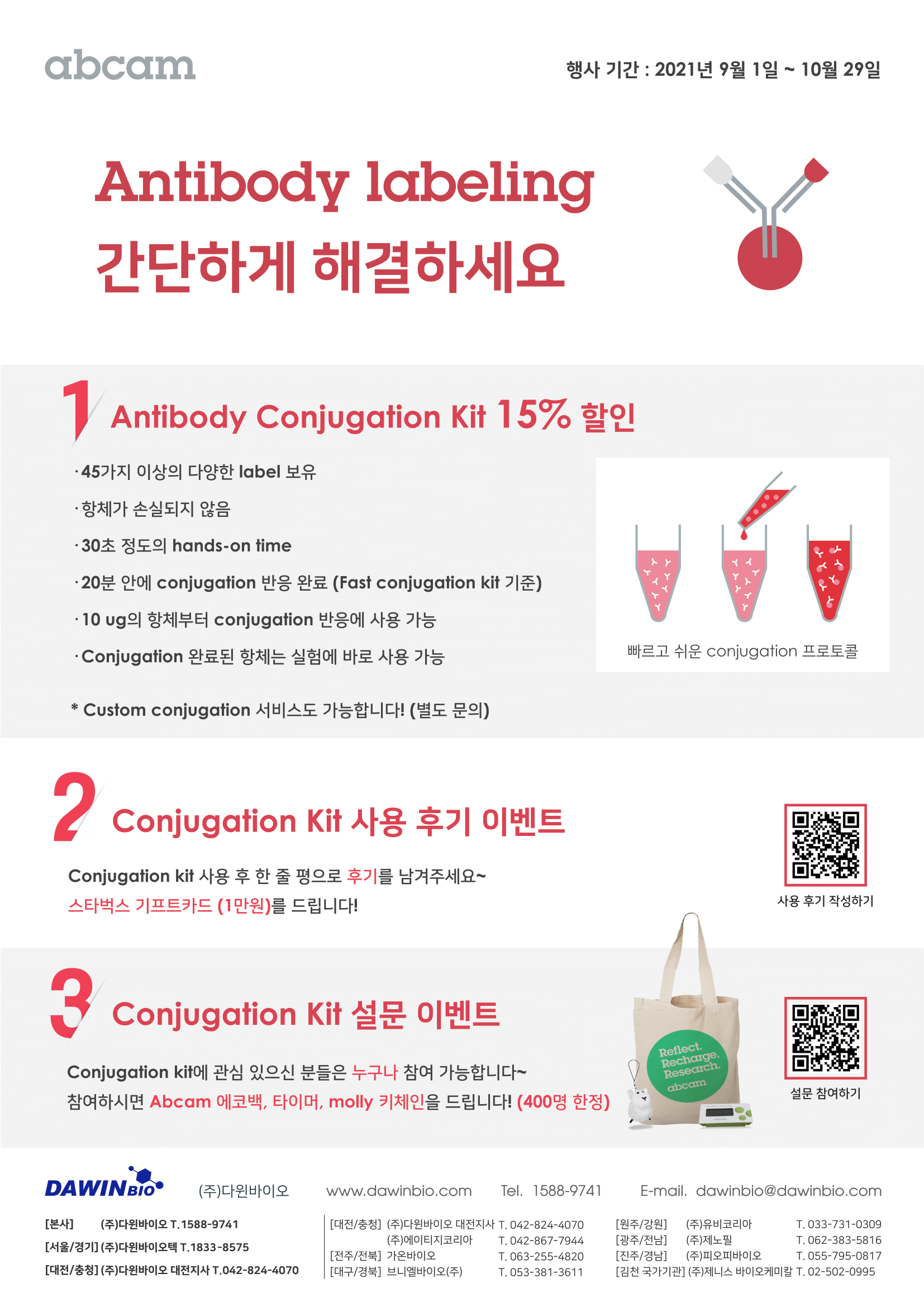 [Abcam] Conjugation Kit 15% 할인행사 [21.09.01~21.10.29] : 제품정보