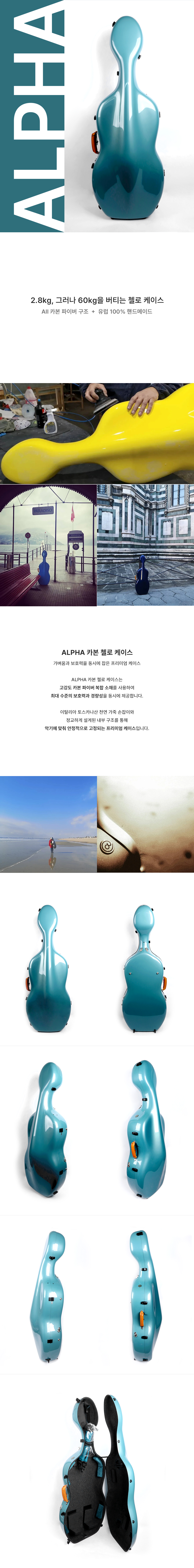 알파 첼로 카본 케이스 부드럽게 닫히는 유럽 핸드메이드 경량 JEEP LAKE 컬러
