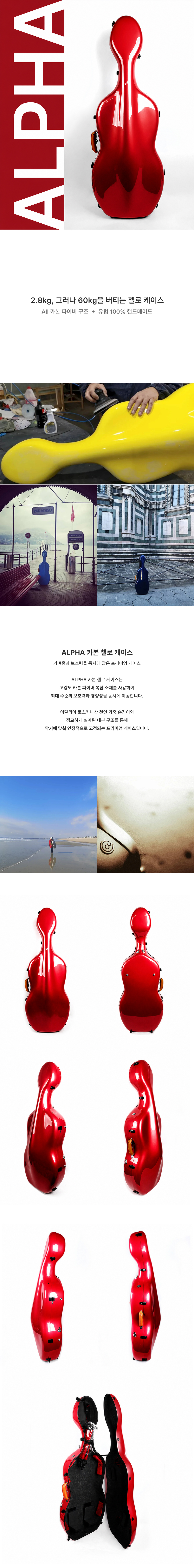알파 첼로 카본 케이스 부드럽게 닫히는 유럽 핸드메이드 경량 페라리레드