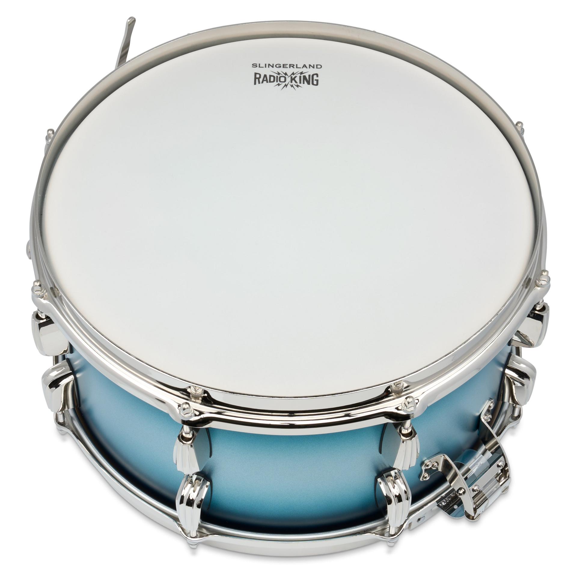슬링거랜드 라디오킹 스네어 드럼 14 x 7 블루 실버 라커 Radio King Blue and Silver LacquerSnare Drum, 7x14″ 복제
