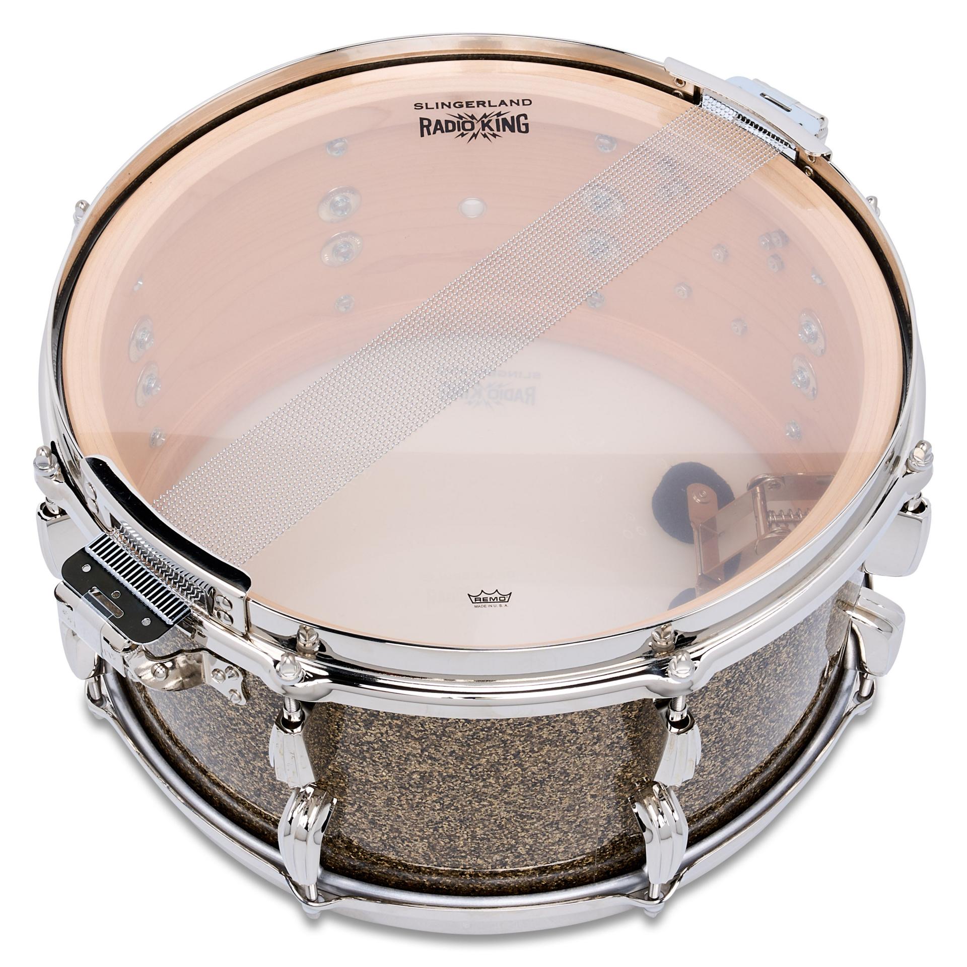 [입고전][예약가능] 슬링거랜드 라디오킹 스네어 드럼 14 x 7 골드 글래스 랩 피니시 Radio King Snare Drum, 7x14″