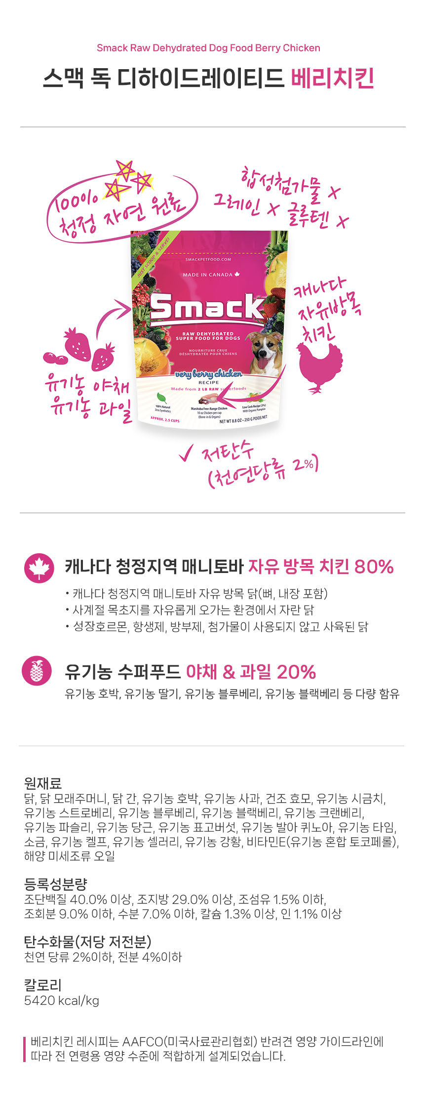 스맥 독 로푸드 베리 치킨 25g