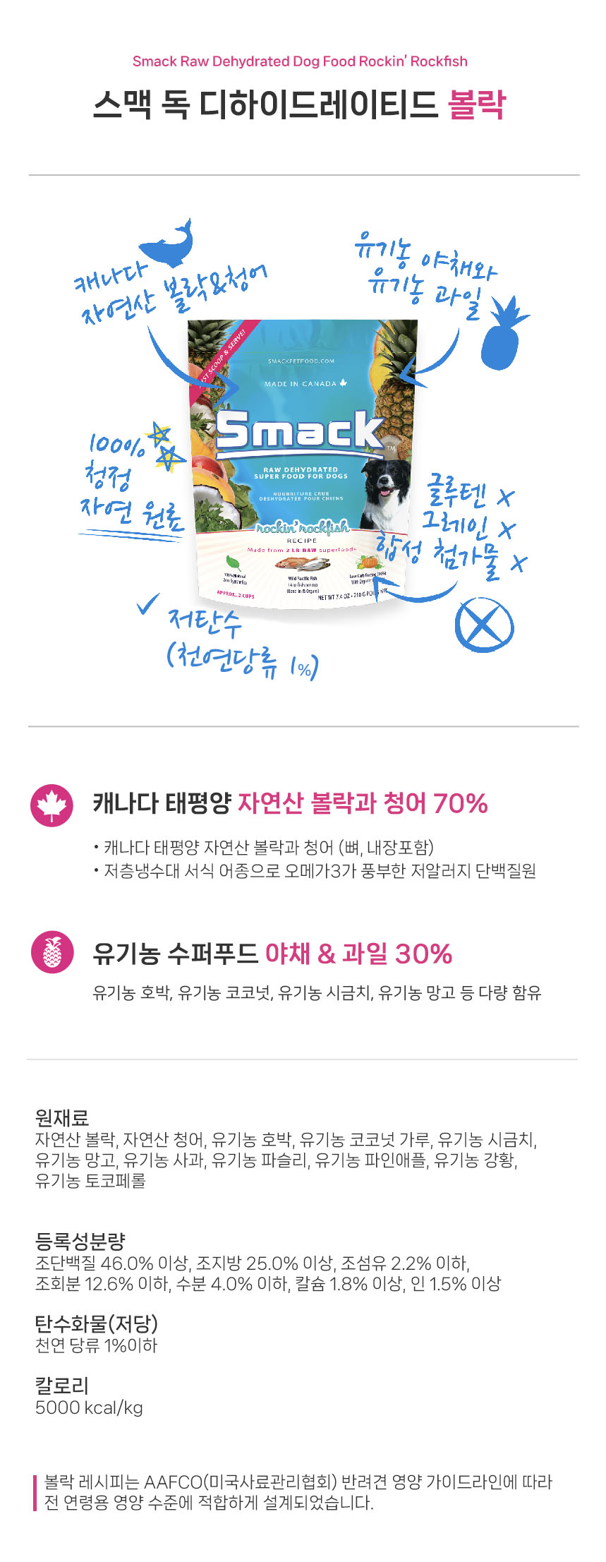 스맥 독 로푸드 볼락 210g
