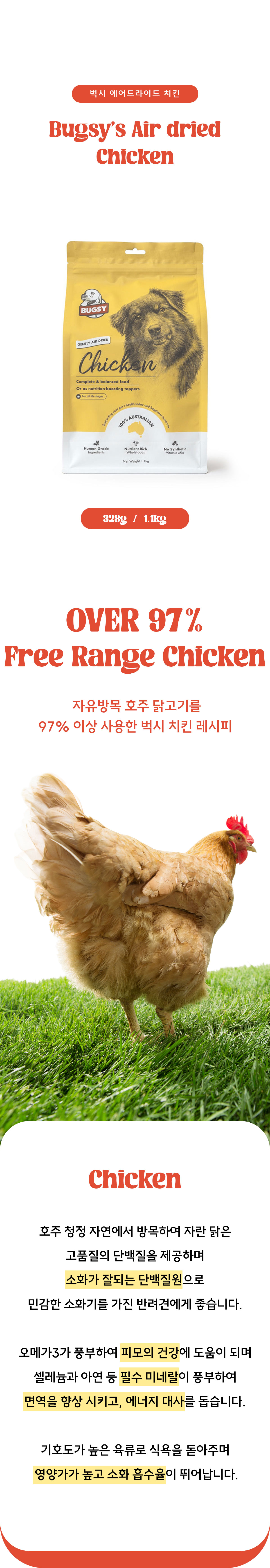 벅시 에어드라이드 닭고기 전연령 사료 1.1kg