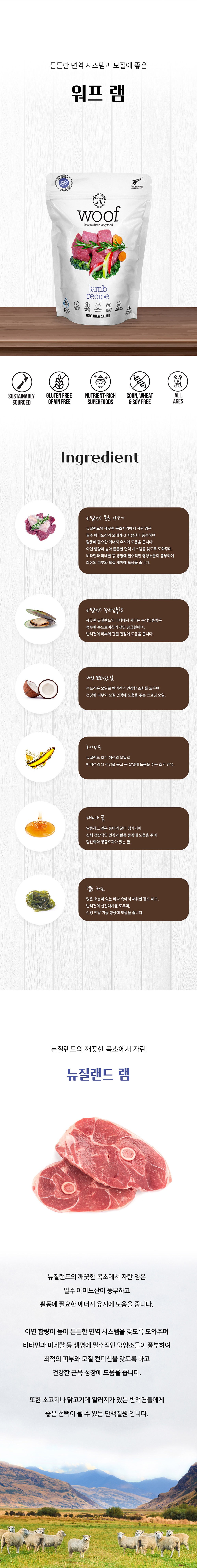 워프 동결건조 전연령 사료 양고기 50g