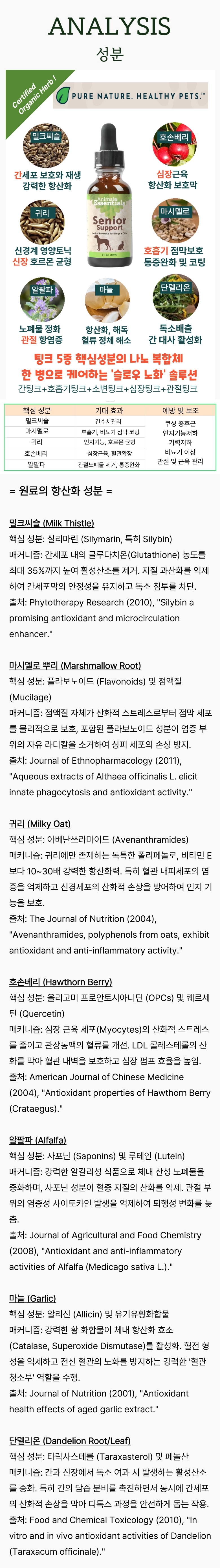 애니멀에센셜 장수 팅크 Senior Support 30ml