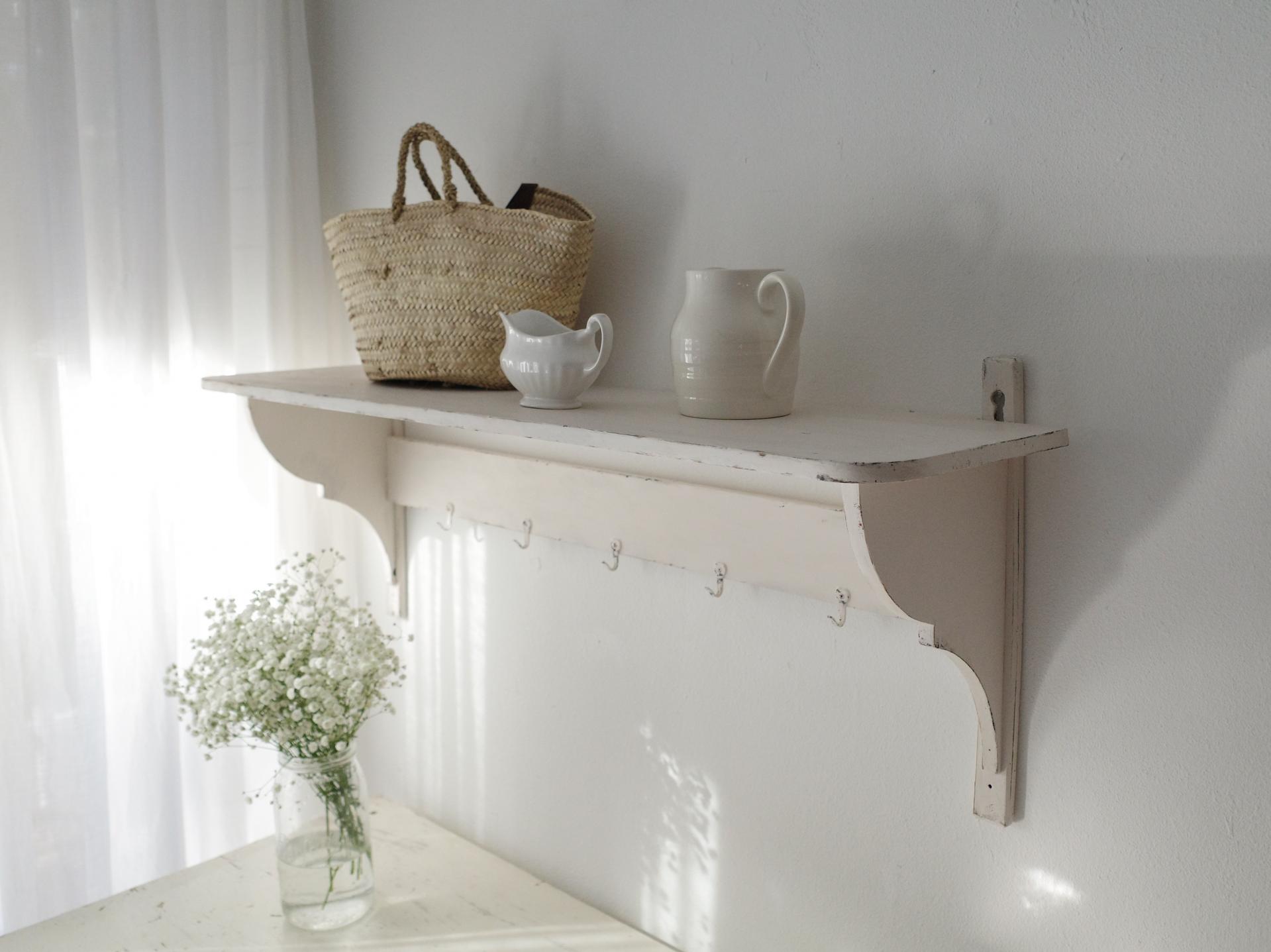 [f90] shabby chic white wall shelf Brocante at Home