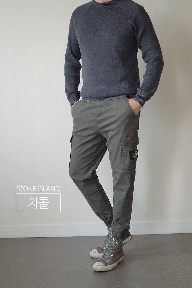 [국내배송] 스톤아일랜* 면스판 밴딩 카고팬츠