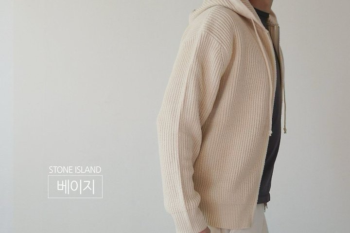 [국내배송] 스톤아일랜* 후드 집업니트