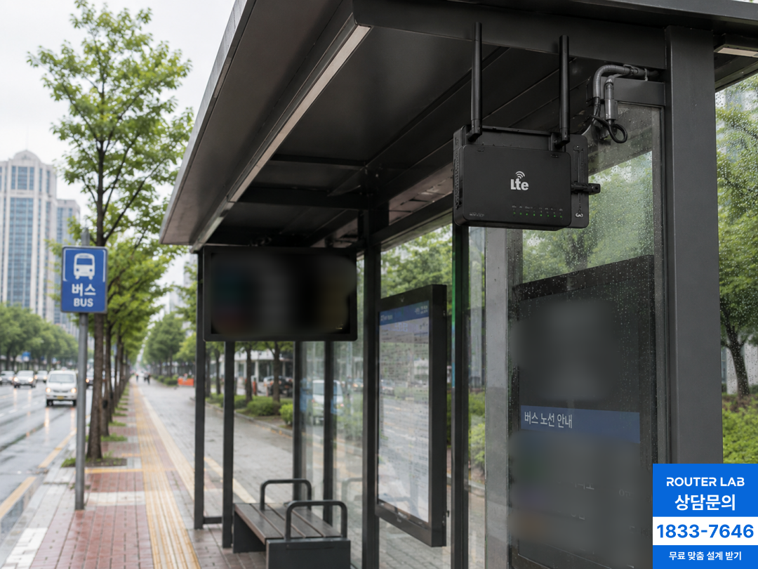 버스 정류장에서 활용되는 LTE 라우터 실사진