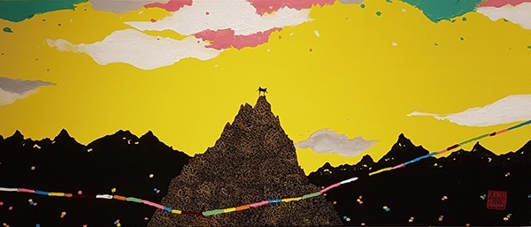 김지선, 부처님오신날 #5_acrylic on canvas 77x33 2019