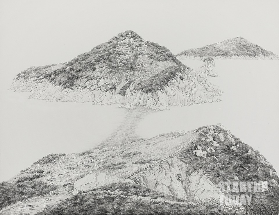 이초희 작가. 시간의공유, 145.5x112.1, 화선지에 먹, 2019