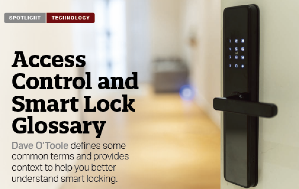 Access Control Smart Lock Glossary cover image 출입통제 스마트락 용어 가이드 대표 이미지 실내용 도어에 설치된 디지털 도어락 모습