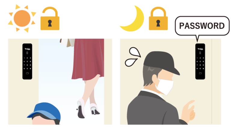 LC-505TA 디지털도어락 설치 예시 – 매장·점포 출입 제어, 영업 시간 스케줄 잠금 기능