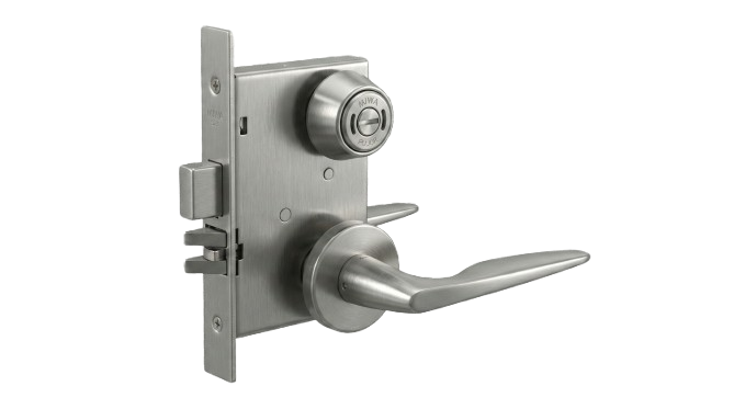 미와 마린락 SCL56-8 레버핸들 모티스락 제품 이미지(사용중 표시 Occupied/Vacant + 외부 비상개폐 코인 기능, 화장실·욕실 권장) / MIWA Marine Lock SCL56-8 lever handle mortise lock (occupied/vacant indicator + external emergency coin release)