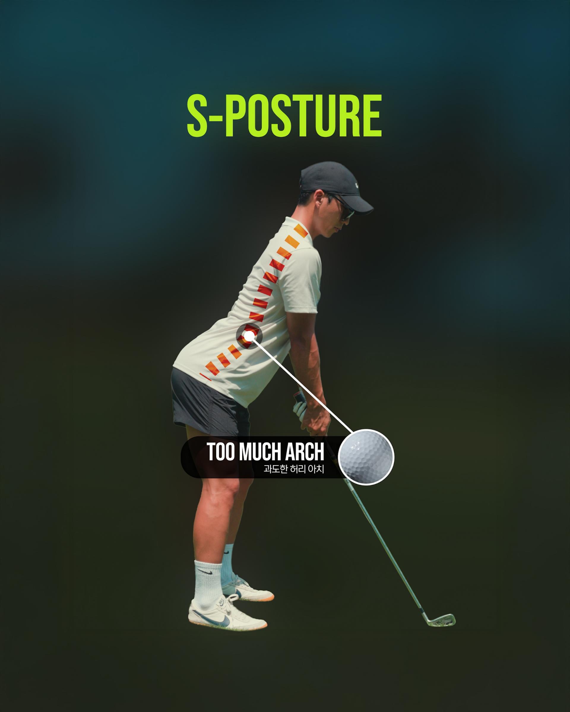 S자자세,골프어드레스,골프전방경사,스윙자세교정,허리통증골프