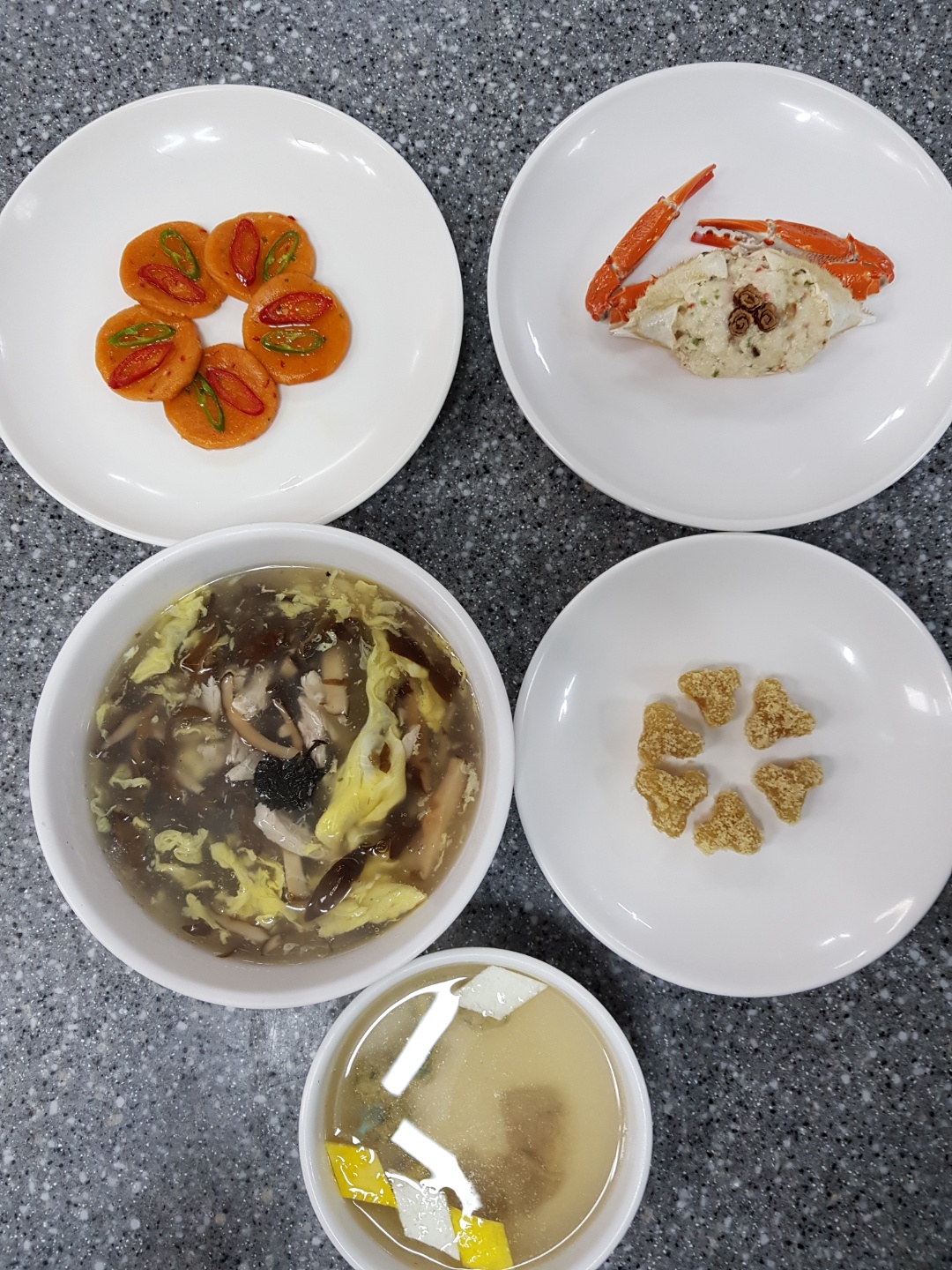 한식조리기능장 실기메뉴_ 궁중닭찜, 꽃게찜, 강란, 장떡, 애탕 : 학원소식