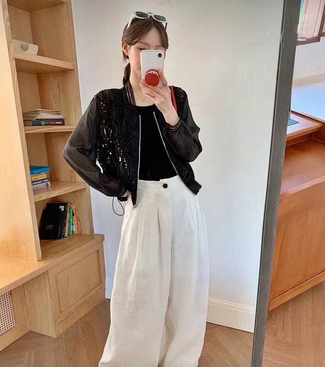 [씨엔엘]블랙 시스루 점퍼자켓