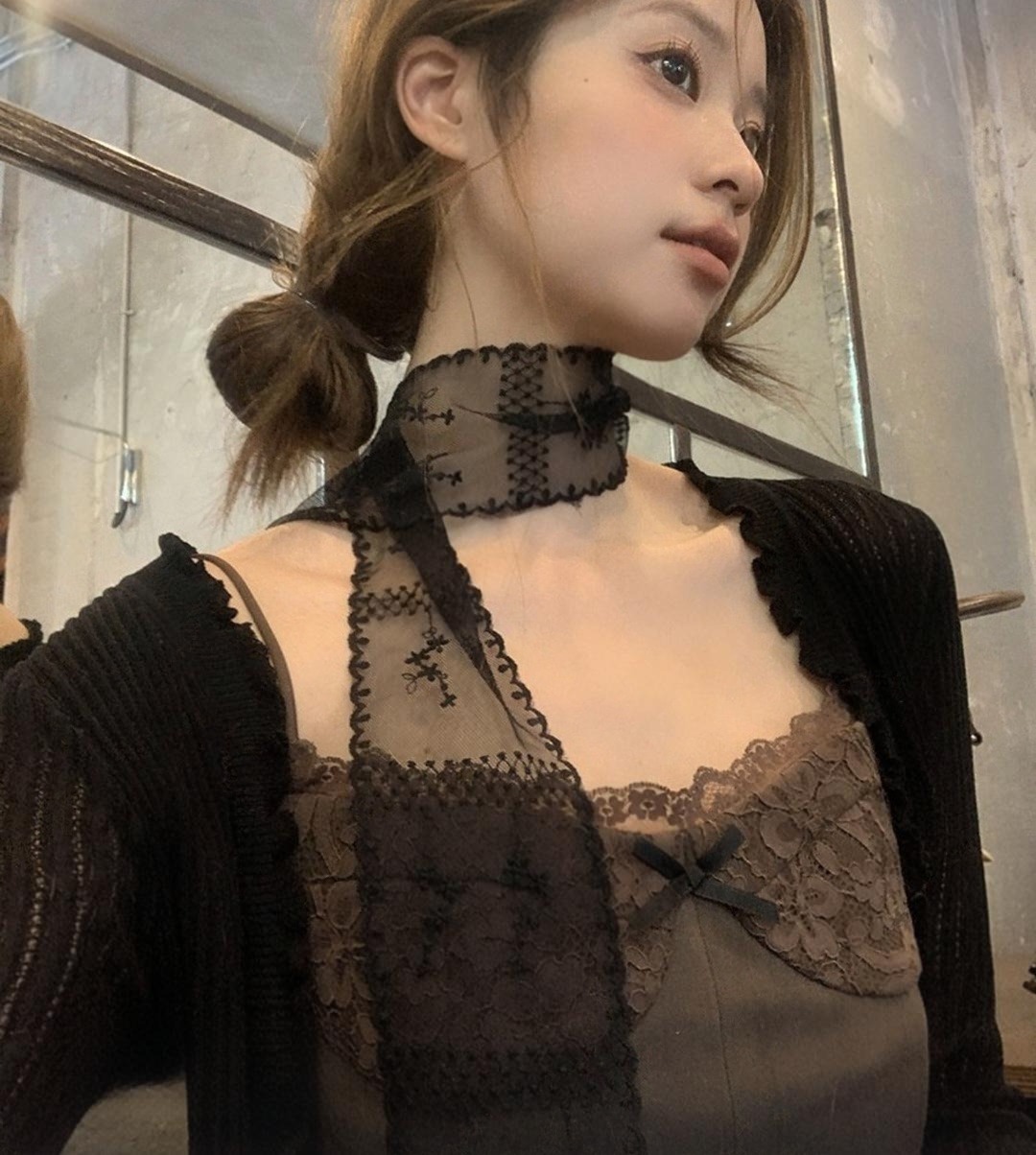 [씨엔엘]잔꽃 롱 레이스 스카프