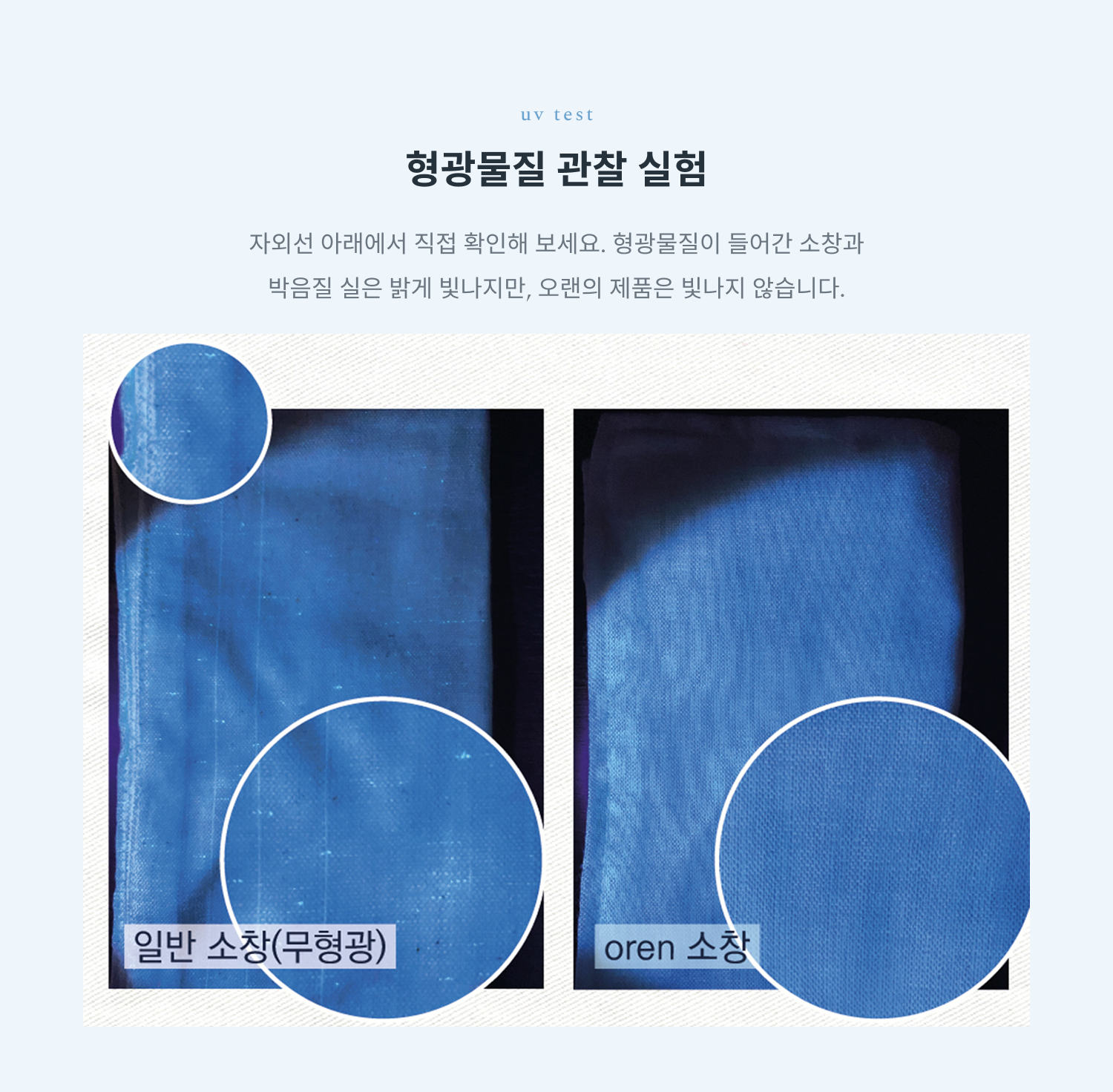 박음질실까지 100% 무형광 