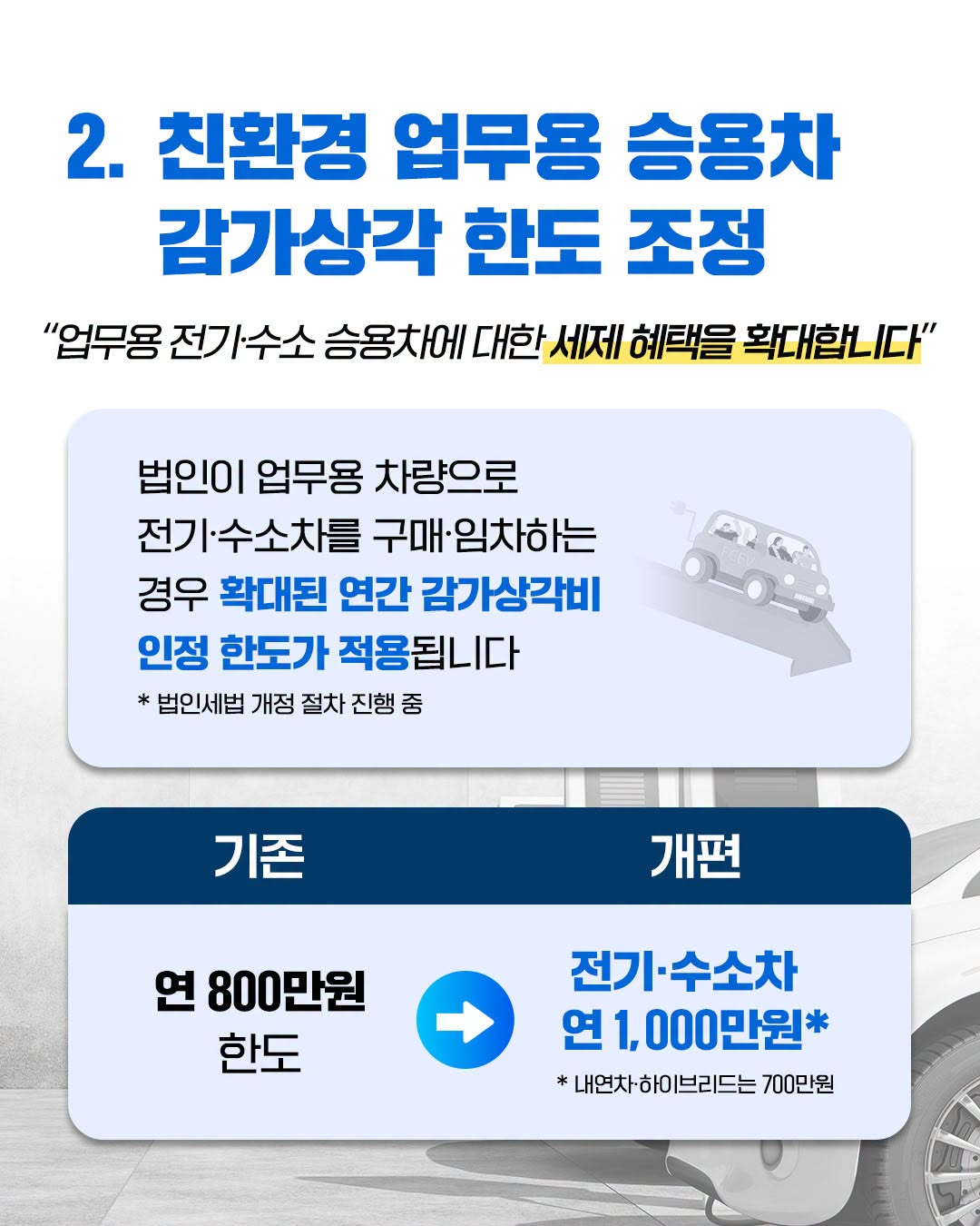 2. 친환경 업무용 승용차 감가상각 한도 조정