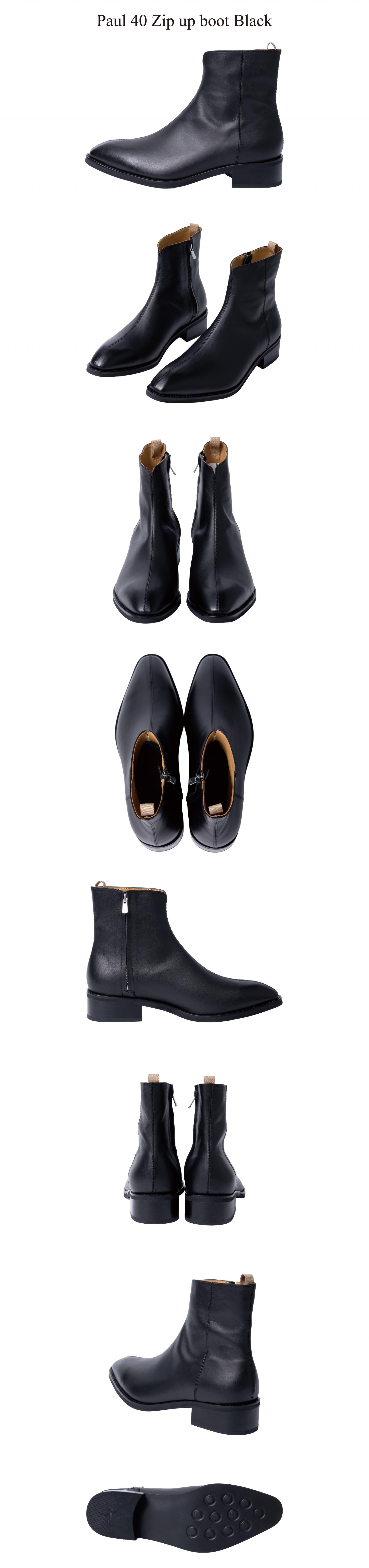Paul 40 Zip up boot in kipskin Black