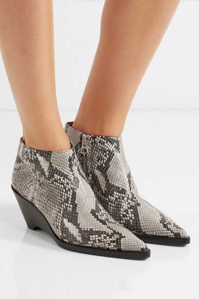 Acne Studios Embossed Leather Wedge Booties