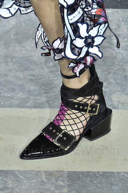 Sacai Patent Leather Suede Straps Pumps