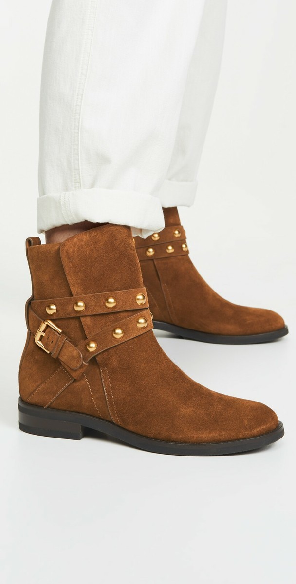 See by Chloé Suede Studded Strap Ankle Boots