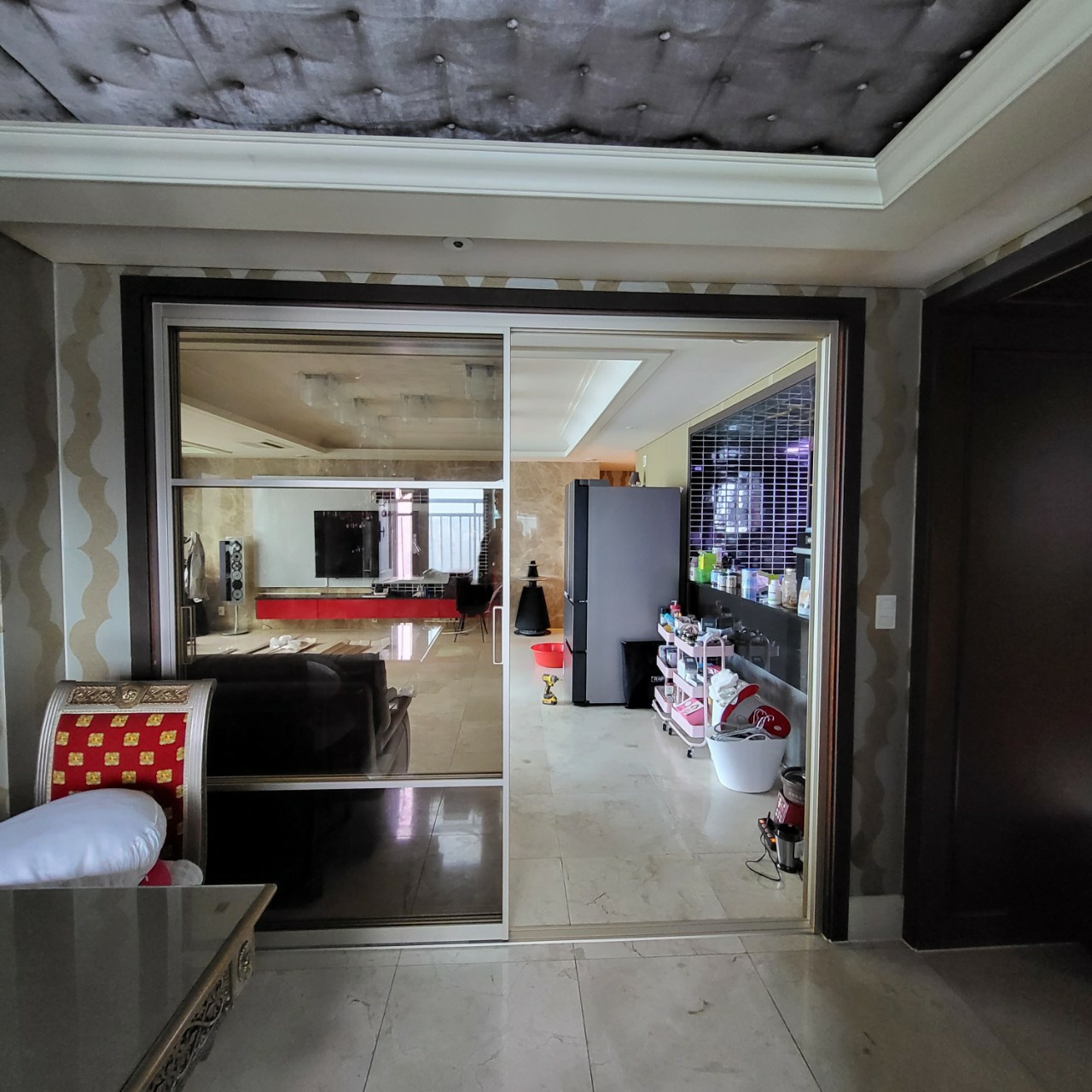 대구 대우트럼프월드A 주방 파티션 투슬라이딩 샴페인골드 브론즈 2295*2195 : 한화하우징